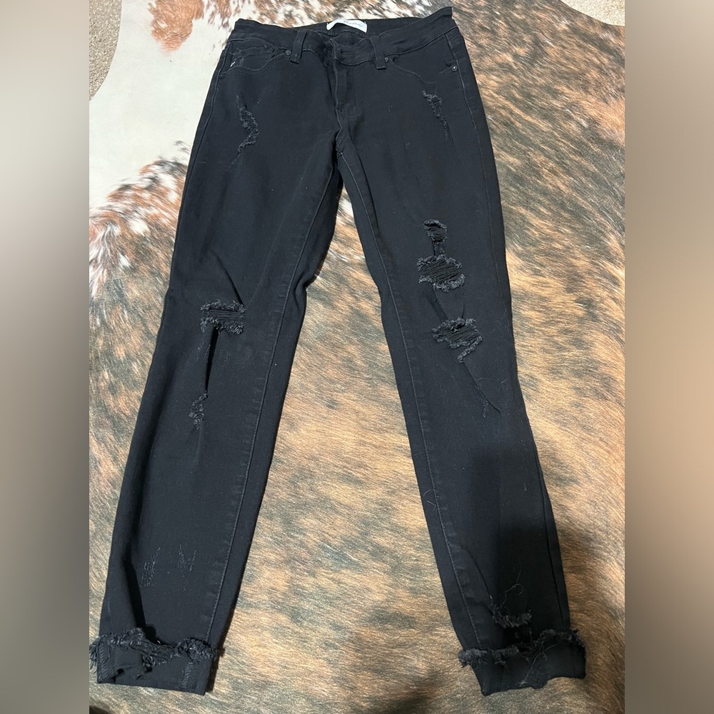 7/27 Kancan distressed black jeans